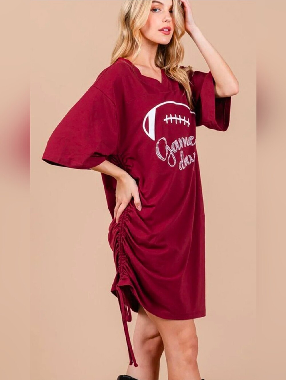 Burgundy 'Game Day' Football Graphic Tee Dress
